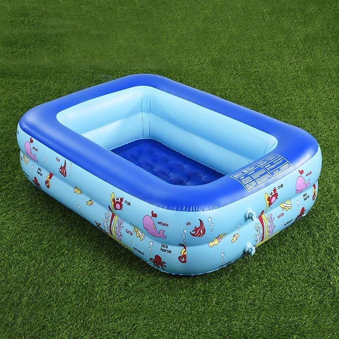Inflatable Kiddie Pool, 45" × 33" × 14" Kids Swimming Pool with Inflatable Soft Floor, Ocean World Inflatable Bathtub for Indoor or Outdoor, Ball Pit Pool