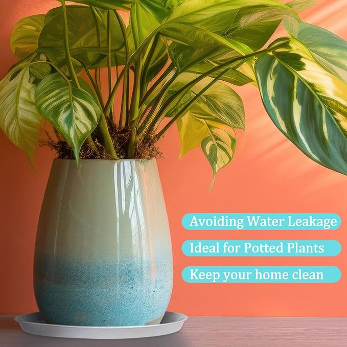 Eccliy 12 Pcs Plastic Plant Saucers Round Plant Tray Large Flower Pot Heavy Duty Planter Water Trays Thick Planter Drip Saucers for Indoors and Outdoors(18 Inch,White)