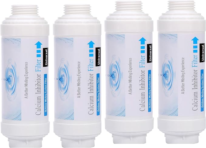 4 Pieces Calcium Inhibitor Filter, Outdoor Misting System Protector for Mist Nozzle, Preventing Scale Buildup from Clogging Up