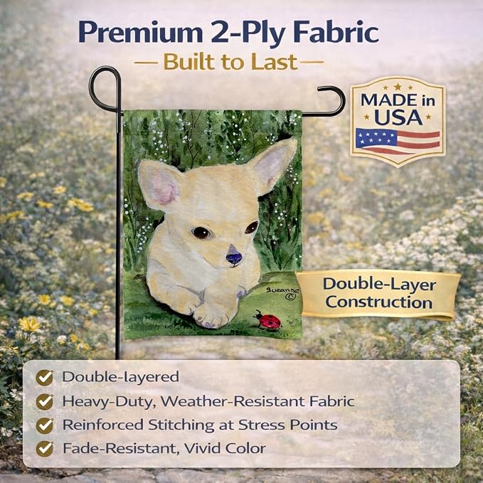 Caroline's Treasures SS1010GF Chihuahua Garden Flag Mailbox Flag Decorative Yard Flag Banner Outside Patio Artwork Yard Flower Beds, Garden Size, Multicolor