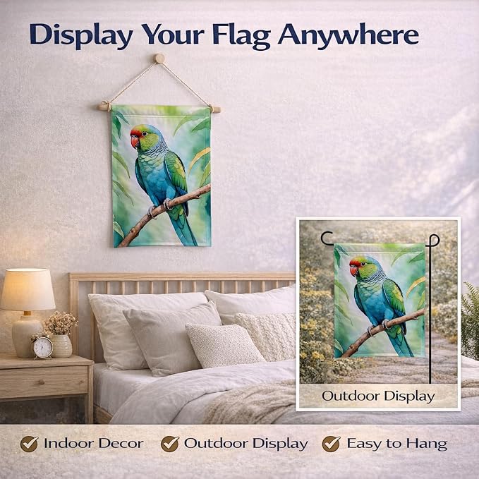 Caroline's Treasures African Ringneck Parrot Garden Flag Mailbox Flag Decorative Yard Flag Banner Outside Patio Artwork Yard Flower Beds, Garden Size, Multicolor