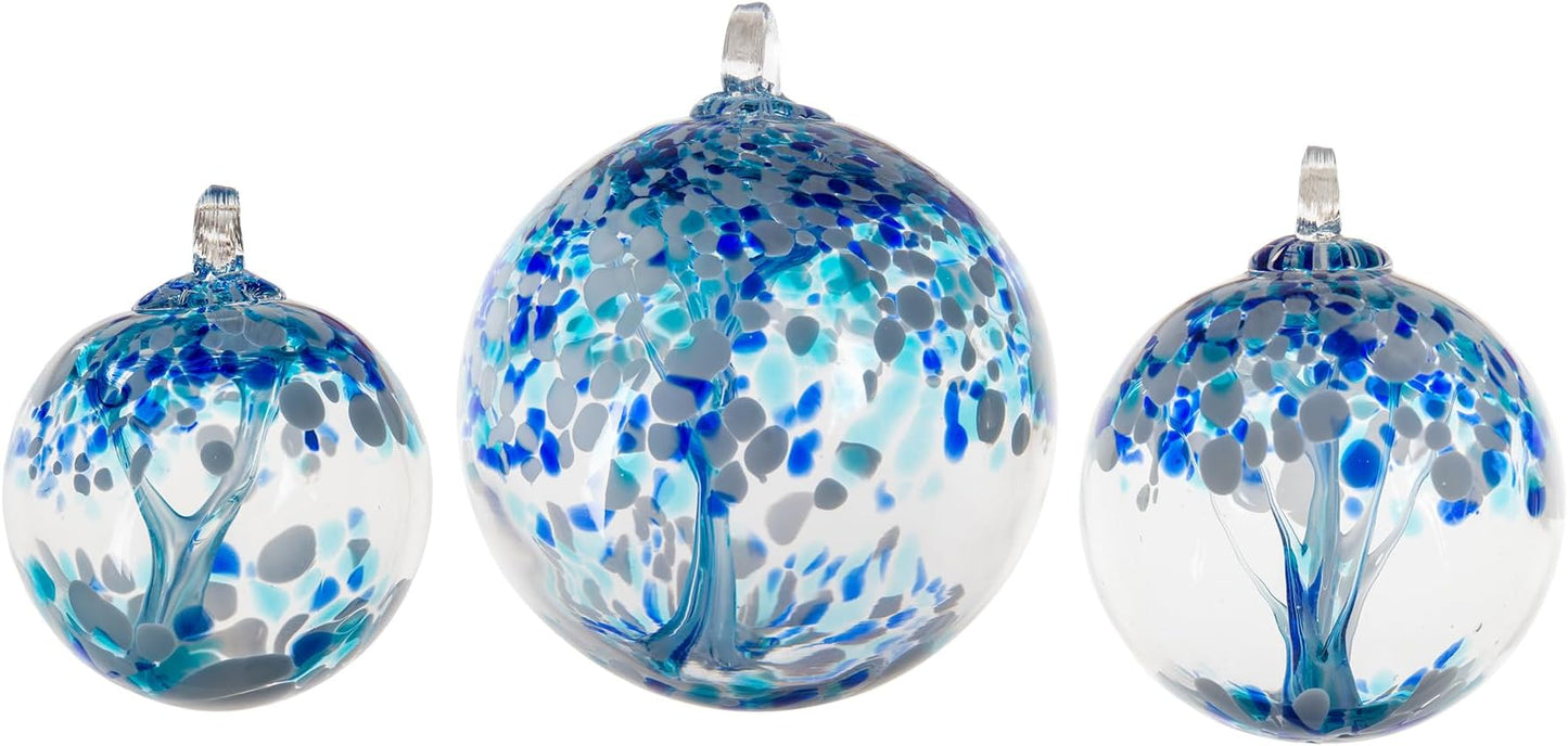 Dale Tiffany Hand Blown Glass, 3" Diameter Aqua, Tree of Life Collection, Witch Globe Hanging Garden Indoor/Outdoor Decorative Ornament Gazing Ball