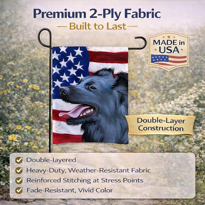Caroline's Treasures CK6497GF Croatian Sheepdog Dog American Flag Garden Flag Mailbox Flag Decorative Yard Flag Banner Outside Patio Artwork Yard Flower Beds, Garden Size, Multicolor