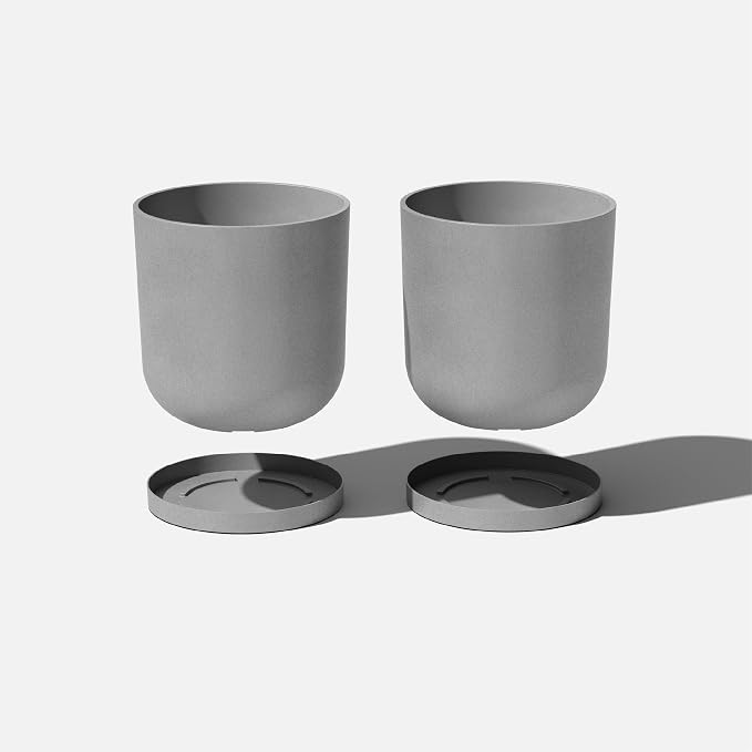 Veradek Mason Series Lima Planter - Round Planter for Indoor or Outdoor Porch/Garden | Made from Plastic-Stone Composite with Drainage Holes | Modern Décor for Succulents, Flowers, Small Plants