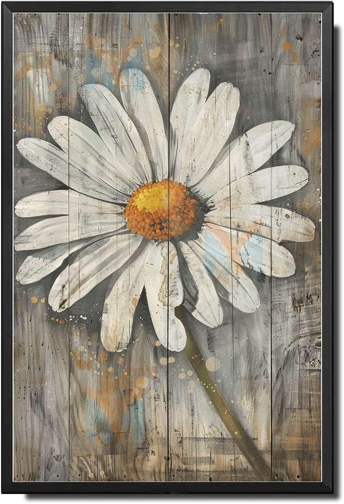 Metal Sign Tin Sign Vintage Wall Art Rustic Reminiscence Daisy Tin Sign for Easy Installation Weather Resistant Design and Vintage Ele Gardening Sign for Restaurant 8×12 Inches with Metal Frame