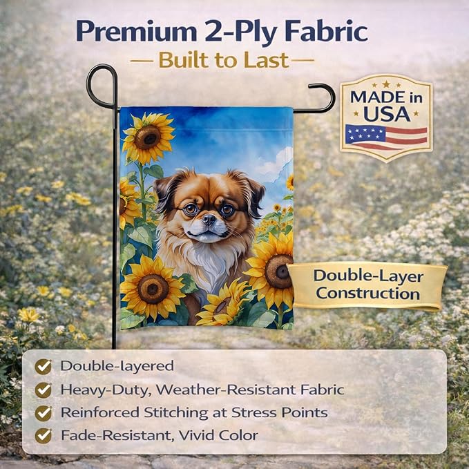 Caroline's Treasures DAC6167GF Tibetan Spaniel in Sunflowers Garden Flag Mailbox Flag Decorative Yard Flag Banner Outside Patio Artwork Yard Flower Beds, Garden Size, Multicolor
