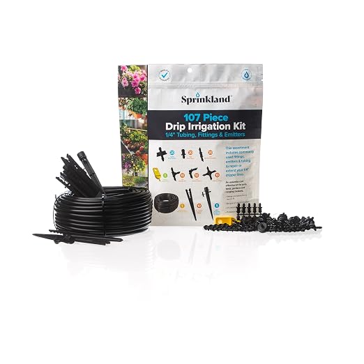 Sprinkland® Drip Irrigation Repair and Extension Kit | Made in USA | 107 Piece | 1/4” Fittings, Emitters & Tubing