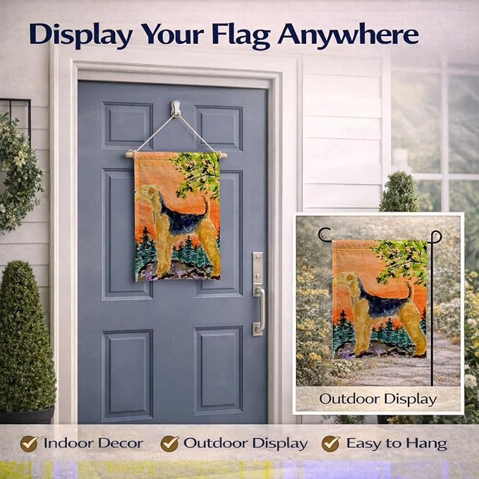 Caroline's Treasures SS8850GF Airedale Garden Flag Mailbox Flag Decorative Yard Flag Banner Outside Patio Artwork Yard Flower Beds, Garden Size, Multicolor