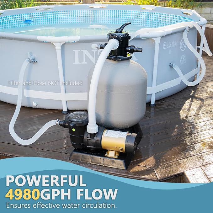XtremepowerUS 2-Speed Variable Pool Pump 1.5 HP Swimming Pool Pump High-Flow Above-Ground Pump Large Strainer w/ 1.5" Slip On Fitting Adapter Set