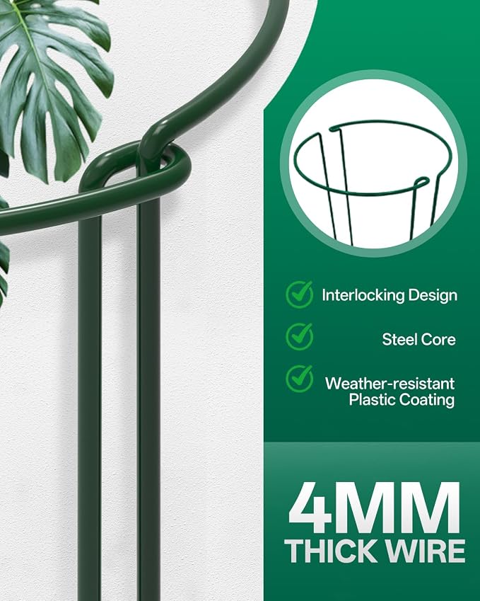 Breeze Touch 8 Pack Plant Support Stakes, 32 Inch Plant Stakes for Outdoor Plants, Peony Cage with 15 Pcs Green Lables, Peony Cages and Supports, Peonies Support Cages Flower Stakes for Plants