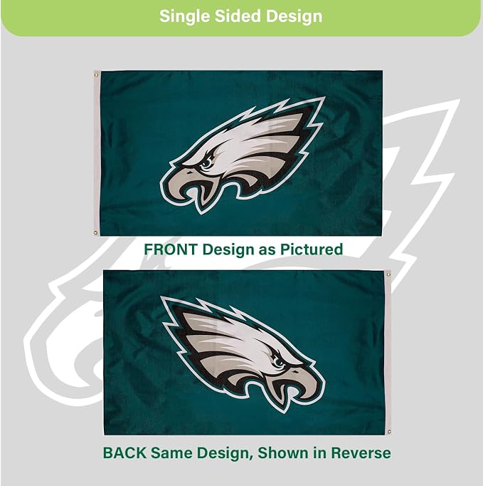 Team Sports America NFL Philadelphia Eagles 3 x 5 Outdoor Durable Flag with Grommets | Heavy Duty Flag & Banner for Outdoor Garden Patio | Indoor Wall Decor | Works with Flag Poles for House