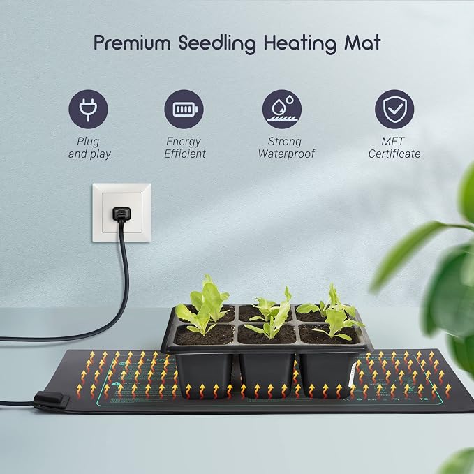 LUXBIRD 2 Pack Seedling Heating Mat for Seed Starting, 10”x 20.75” Durable Waterproof Warm Hydroponic Heating Pad for Indoor Plants Germination, IP67, MET Standard (120V US Plug)
