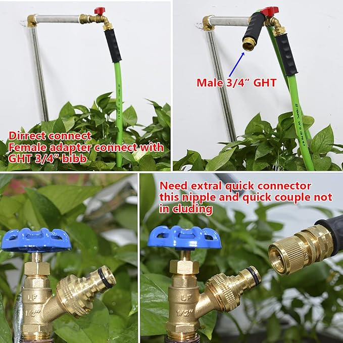 HQMPC Garden Hose 5/8"IDx20' Hose For Garden Lawn Watering Durable PVC Non Kinking Heavy Water Hose with Brass Hose Fittings (20 FEET)
