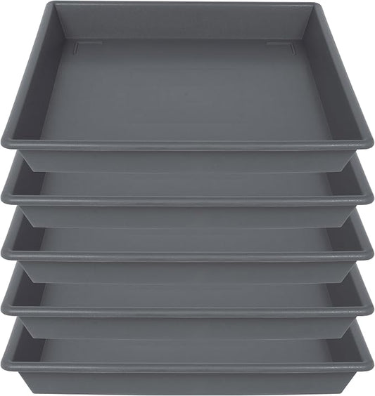 NIMYAU Square Plant Saucer 8 Inch 5 Pack, Plant Stand Plant Trays for Pots Heavy Duty Plastic Gray Plant Saucers for Indoors Outdoors, Flower Pot No Holes Plant Lover Gardening Gifts