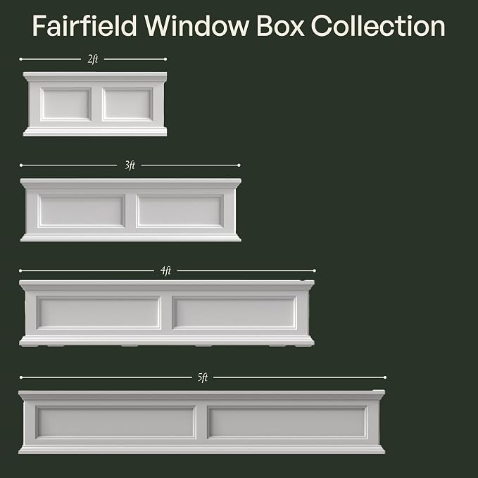 Mayne Fairfield 2ft Window Box, Self Watering Flower Box with Double Wall Design, All Season Fade Resistant Outdoor Window Planter with Steel Mounting Bracket, Espresso