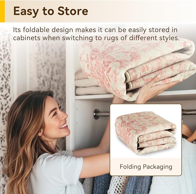 RELEANY Washable Area Rug, Runner 2'x8', Pink/Light Vintage Pink | Non-Slip, Water Repellent, Pet Friendly, Easy to Clean, Vintage Floral Boho Decor for Kitchen Hallway Bedroom Laundry