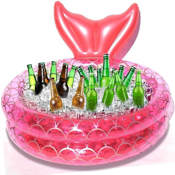 Inflatable Backyard Kiddie Mermaid Pools, Garden Round Swimming Pool for Kids, Kiddie Paddling Pool Indoor&Outdoor Baby Ball Pit Pool (35 inch)