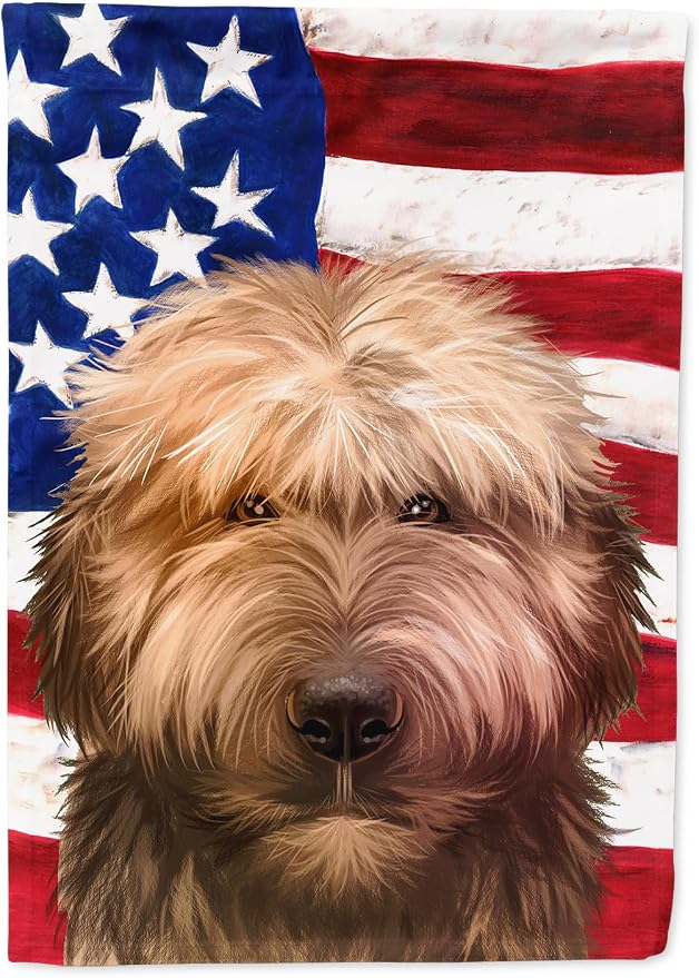 Caroline's Treasures CK6461CHF Briard Dog American Flag House Flag Large Porch Sleeve Pole Decorative Outside Yard Banner Artwork Wall Hanging, Polyester, House Size, Multicolor