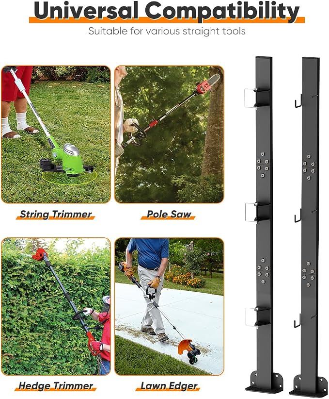 Mondazie 3 Place Weed Eater Rack for Trailer, Utility Open Trailer Trimmer Racks with Lockable Snap Buckle Mount On Landscape Truck Trailer, Weedeater Rack Holder with L-Shaped Base for Lawn Equipment