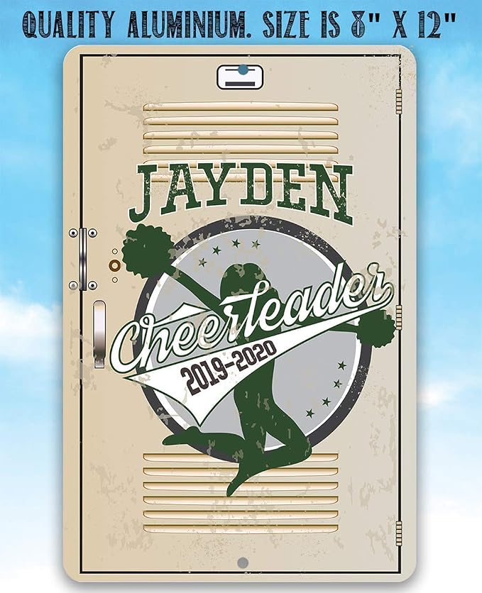 Personalized Cheerleader Design Locker Decor - Customized Cheerleader Room Decor, Girl's Bedroom Accessories, Unique Graduation Gift, 8x12 or 12x18 Use Indoor or Outdoor Rustic Locker Metal Tin Sign