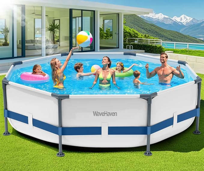 Above Ground Pool,10ft x 30in Frame Deep Swimming Pool-Deep Blue | Family Pool,Large Above Ground Pool Easy Set,1200 Gallon Pool,Outdoor Backyard Pool for Kids,Adults,Pump Not Included
