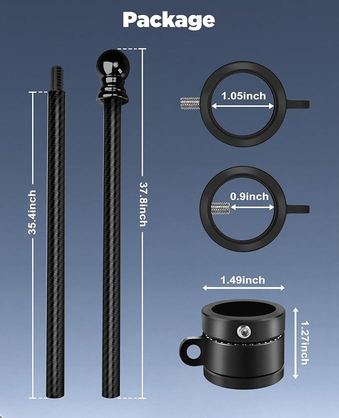 6FT Carbon Fiber Flag Pole for Outside House – Silver Porch Flagpole, 1 Inch Diameter, Rustproof, 360° Rotating Flag Rings & Stainless Steel Carabiners Included, for All Weather (2, Black 6ft)