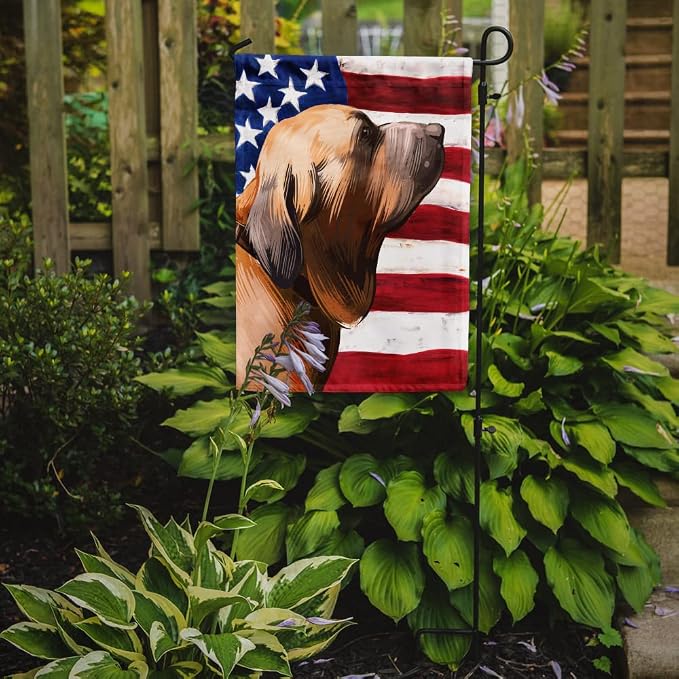 Caroline's Treasures CK6522GF Fila Brasileiro Dog American Flag Garden Flag Mailbox Flag Decorative Yard Flag Banner Outside Patio Artwork Yard Flower Beds, Garden Size, Multicolor