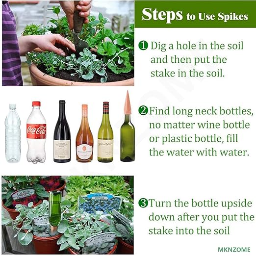 Terracotta Watering Spikes, 8 Pack Plant Watering Devices Self Watering Spikes Vacation Clay Watering Stakes Garden Plant Watering Globes for Indoor & Outdoor Plants