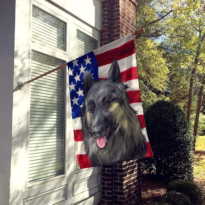 Caroline's Treasures CK6707CHF Shiloh Shepherd Dog American Flag House Flag Large Porch Sleeve Pole Decorative Outside Yard Banner Artwork Wall Hanging, Polyester, House Size, Multicolor