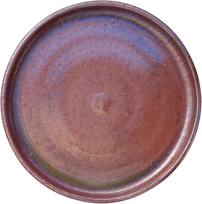 15.5 Inch Plant Saucer (Ceramic) - Round Oxide Flower Pot Tray - Handcrafted, Durable Planter Base