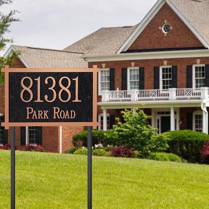 Customizable Address Sign - LAWN MOUNTED Plaque Outdoor House Number Ideal for Home and Garden Décor Style 5