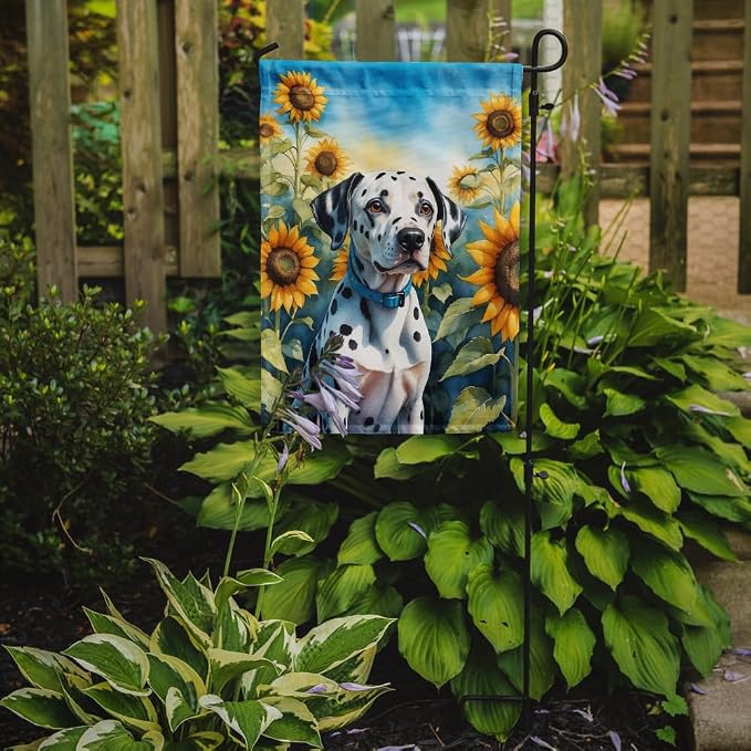 Caroline's Treasures DAC6067GF Dalmatian in Sunflowers Garden Flag Mailbox Flag Decorative Yard Flag Banner Outside Patio Artwork Yard Flower Beds, Garden Size, Multicolor