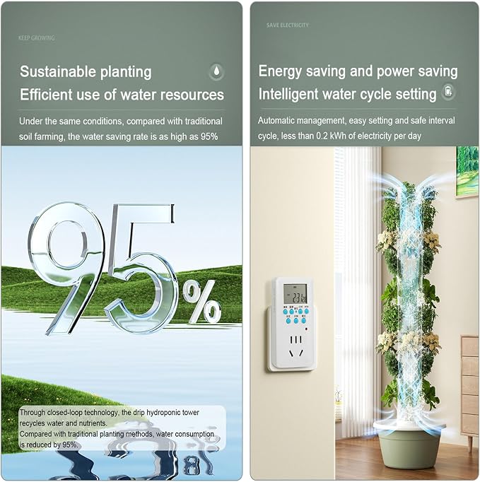 Vertical Hydroponic Grow Tower Aeroponic Tower for Fruits and Vegetables,Hydroponics Growing Kits,for Your Home Gardening System,9Layer-Withlight