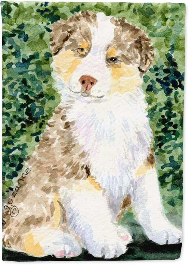 Caroline's Treasures SS8847GF Australian Shepherd Garden Flag Mailbox Flag Decorative Yard Flag Banner Outside Patio Artwork Yard Flower Beds, Garden Size, Multicolor