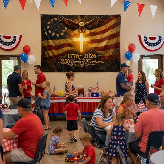 USA 250 Year Anniversary Flag 3x5 Ft – 1776-2026 United States Semiquincentennial Outdoor Banner, 250th America Birthday Celebration Decor (Cross Poly)