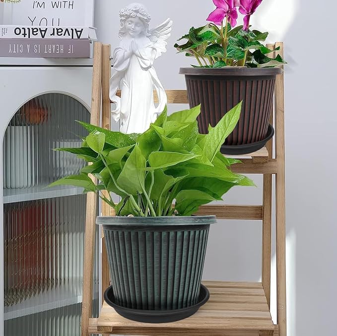 2 Pack of Plant Saucer 12 inch, 12 inch Plastic Plant Drip Trays, Heavy Duty Plant Trays for Indoors no Holes, Plant Water Tray for Planters (Black)