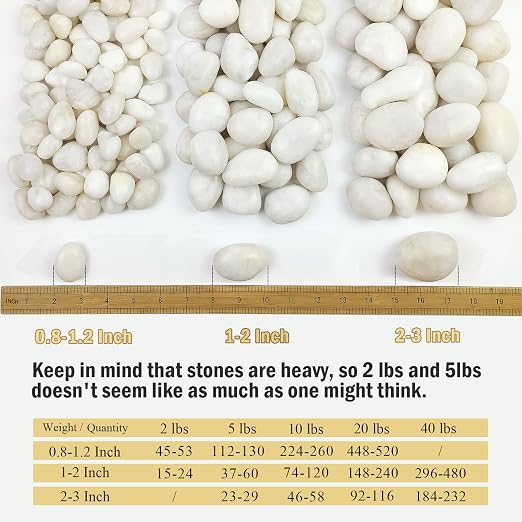 FANTIAN 10 lbs White Pebbles for Indoor Plants, 0.8-1.2 Inch Small White River Rocks Stones for Planters, Vases, Fish Tank, Garden, Landscaping, Top Dressing and Bottem Drainage