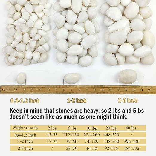 FANTIAN 10 lbs White River Rocks, 1-2 Inch Polished Pebbles for Indoor Plants, Decorative White Stones for Plants, Vase, Aquarium, Fish Tank, Landscaping and Garden