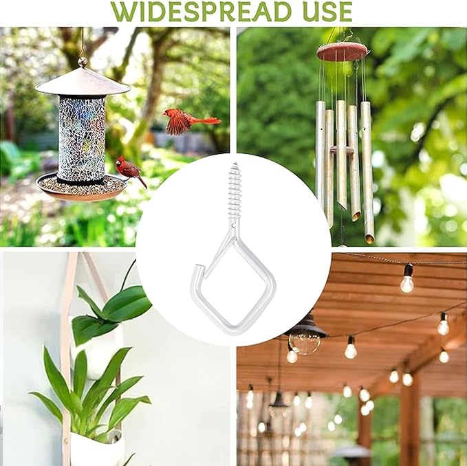 42 PCS Metal White Eye Screw Hooks for Hanging Heavy Duty.Windproof Ceiling Hooks for Hanging Plants,Cup,Wind Chime,Bird Feeders,Christmas String Lights at Indoor&Outdoor 2.2 Inch