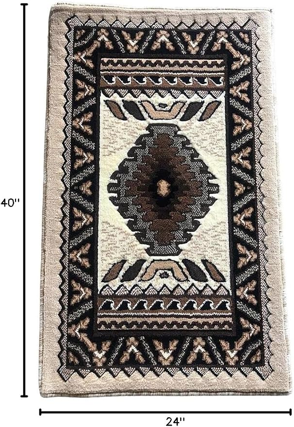 YHSF South West Native American Area Tribal Rug - Ivory, 2 ' x 3 ' 4 " | Easy-Clean, Soft & Durable Tribal Rug for Living Room, Bedroom, Kitchen & More - Stain-Proof Runner for Home Decor