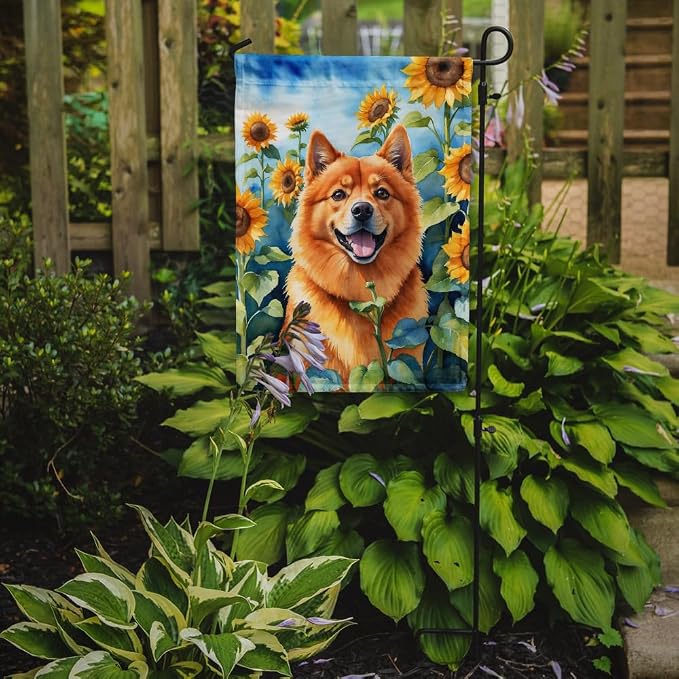 Caroline's Treasures DAC6077GF Finnish Spitz in Sunflowers Garden Flag Mailbox Flag Decorative Yard Flag Banner Outside Patio Artwork Yard Flower Beds, Garden Size, Multicolor