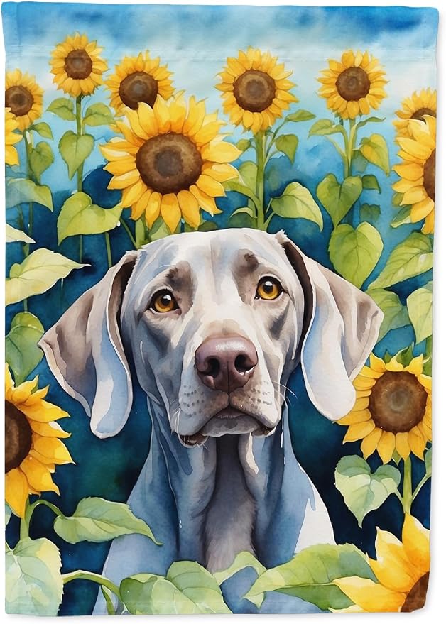 Caroline's Treasures DAC6170GF Weimaraner in Sunflowers Garden Flag Mailbox Flag Decorative Yard Flag Banner Outside Patio Artwork Yard Flower Beds, Garden Size, Multicolor