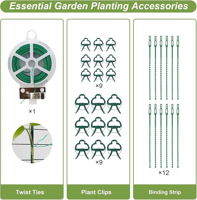 Amoskey Cucumber Trellis, Garden Trellis for Climbing Plants Outdoor, Foldable A-Frame Trellis, Cucumber Trellis for Raised Bed for Cucumbers, Peas, or Tomatoes (Green, Bold Large Grid 46''H*36'W)
