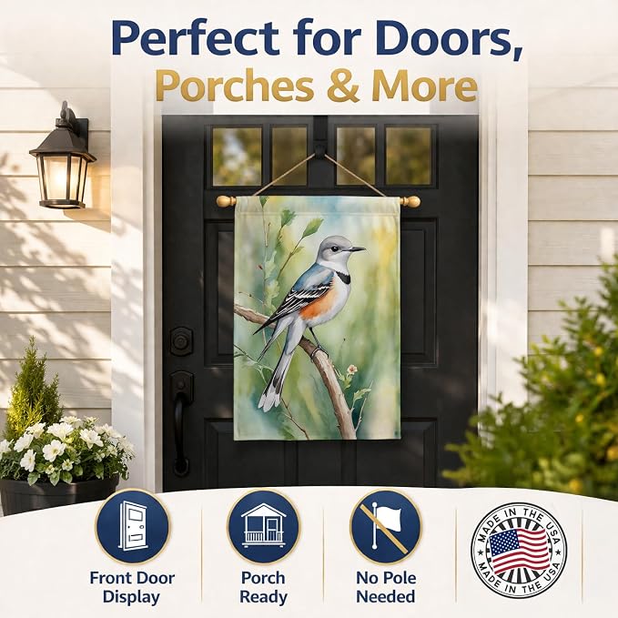 Caroline's Treasures Oklahoma Scissortailed Flycatcher House Flag Large Porch Sleeve Pole Decorative Outside Yard Banner Artwork Wall Hanging, Polyester, House Size, Multicolor