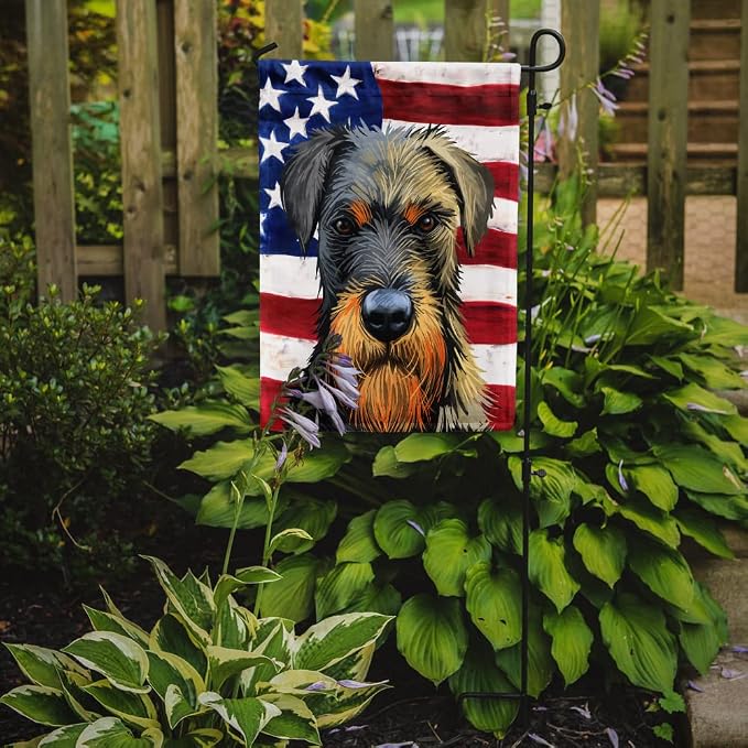 Caroline's Treasures CK6578GF Jagdterrier American Flag Garden Flag Mailbox Flag Decorative Yard Flag Banner Outside Patio Artwork Yard Flower Beds, Garden Size, Multicolor