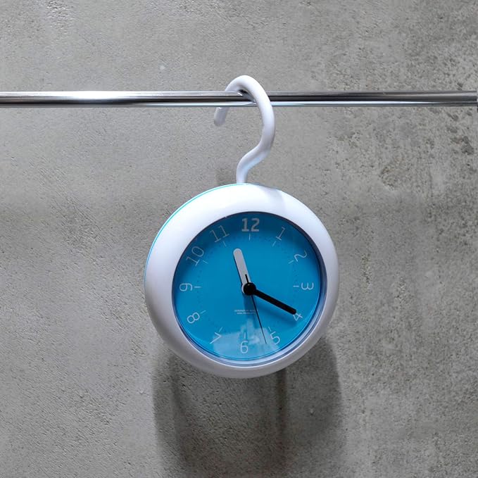 mooas Silent Waterproof Clock (Orange), 3 Types, Bathroom, Shower, Indoor Outdoor, Hanging, Kitchen, 5 x 2 inches, Battery Operated