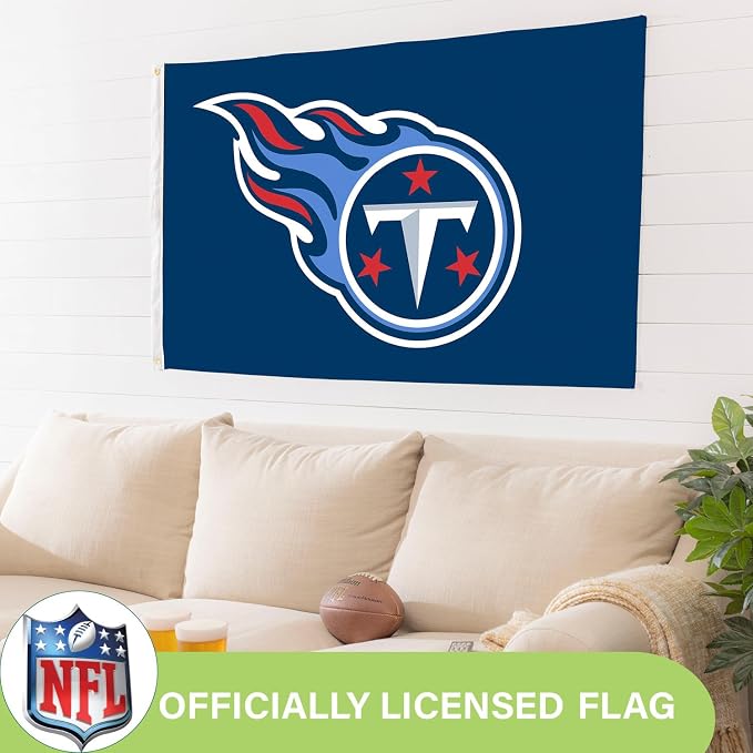 NFL Tennessee Titans 3 x 5 Outdoor Durable House Flag with Grommets | Sport Team Flag & Banner | Indoor Wall Decor Flag for Room | Works with Flag Poles for Outside House