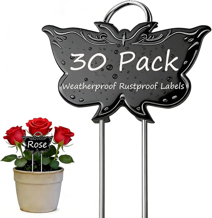 Metal Plant Labels 30 Pack 11in Tall Black Outdoor Waterproof Garden Label Large Garden Seed Stake Tags for Flowers Fruits and Vegetables
