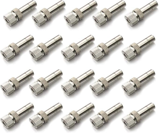 20pcs Brass Mister Nozzles, 6mm Misting Nozzles for Outdoor Cooling System, Landscaping, Air Humidification, Greenhouse Irrigation (without Filter, 0.031"/0.8mm Orifice)
