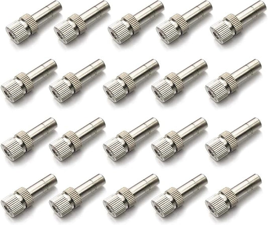 20pcs Brass Mister Nozzles, 6mm Misting Nozzles for Outdoor Cooling System, Landscaping, Air Humidification, Greenhouse Irrigation (without Filter, 0.028"/0.7mm Orifice)